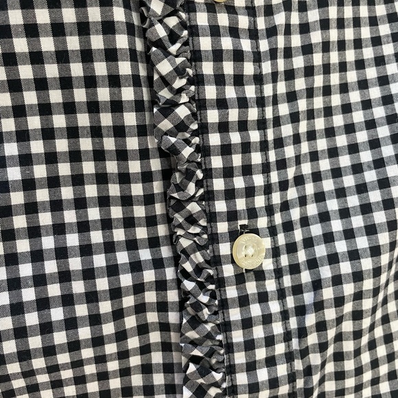 Vineyard Vines Long Sleeve Dress Shirt Frills Button Up Black & White Girls 14 - Picture 8 of 15